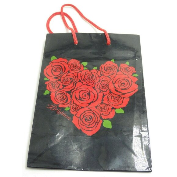 Brighton Gift Bag Black Red Rose Heart Paper Rope Handles Valentine Gift - Picture 2 of 5